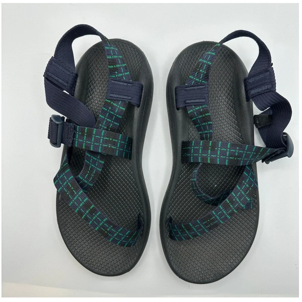 Chaco Z1 Classic Mens 10 Sport Sandals Navy Green Grid Geometric Gorpcore Hiking